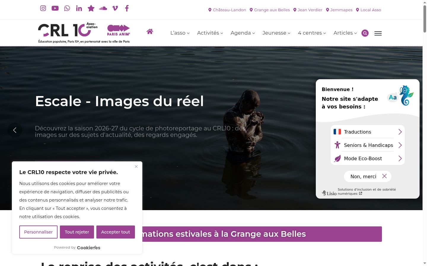 Screenshot del banner di consenso mostrato prima di qualsiasi interazione