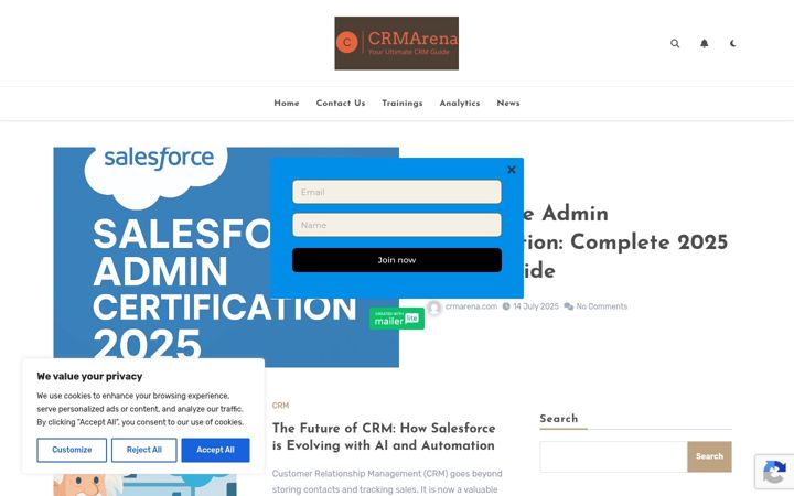 Screenshot of crmarena.com