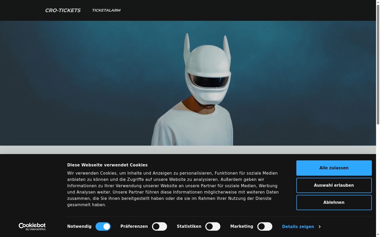 Screenshot del banner di consenso mostrato prima di qualsiasi interazione