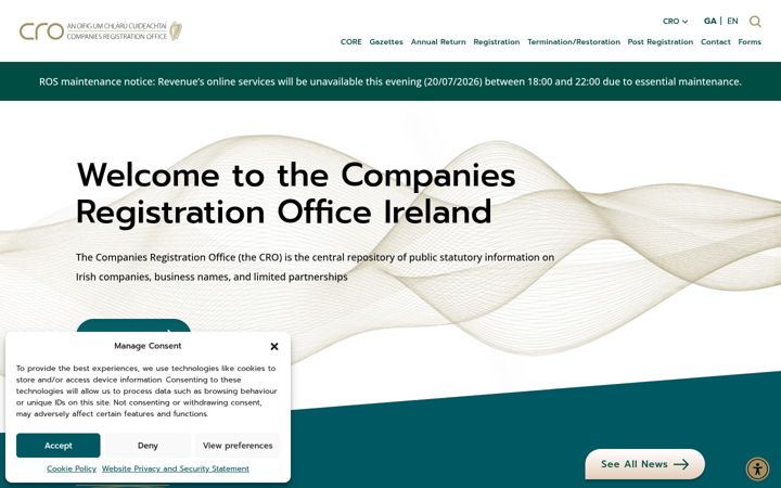 Screenshot of cro.ie