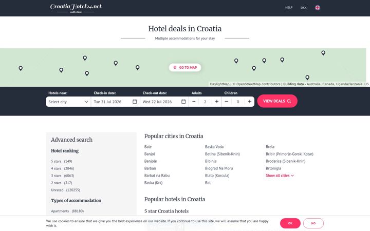 Screenshot of croatiahotel24.net