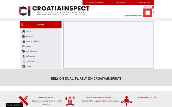 Snimka zaslona za croatiainspect.hr