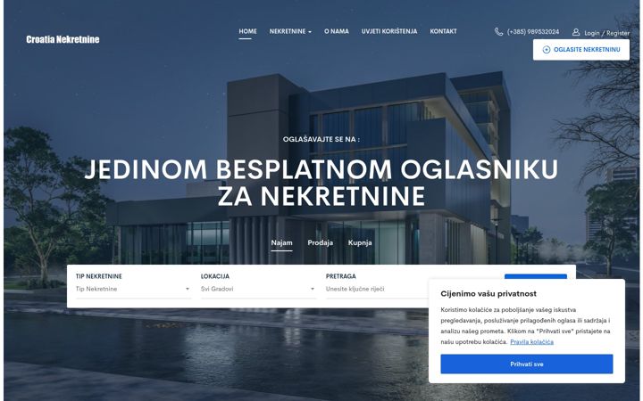 Snimka zaslona za croatianekretnine.com.hr
