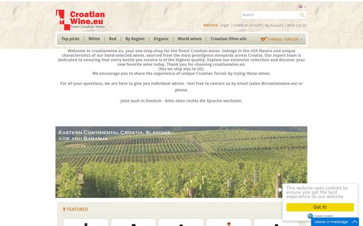 Screenshot of croatianwine.eu