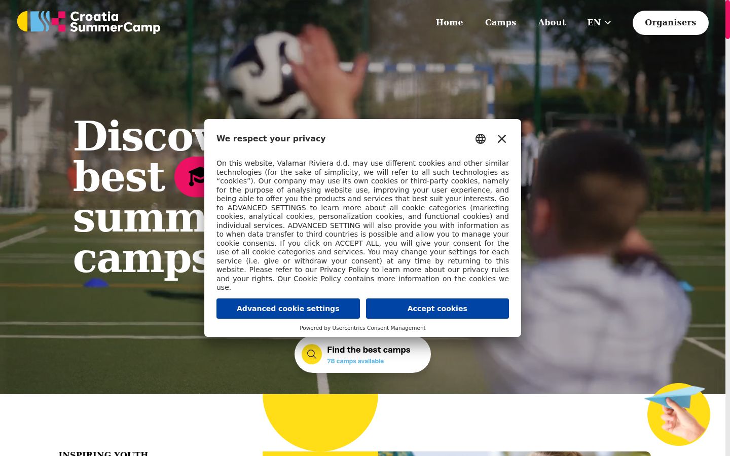 Screenshot del banner di consenso mostrato prima di qualsiasi interazione