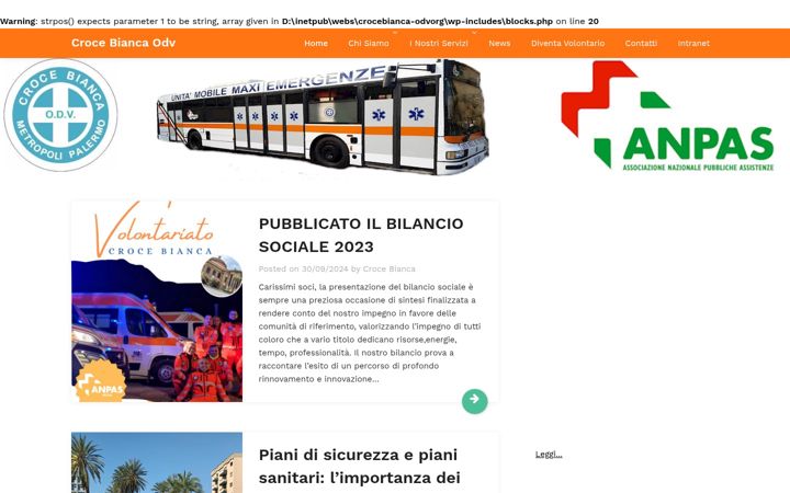 Screenshot of crocebianca-odv.org