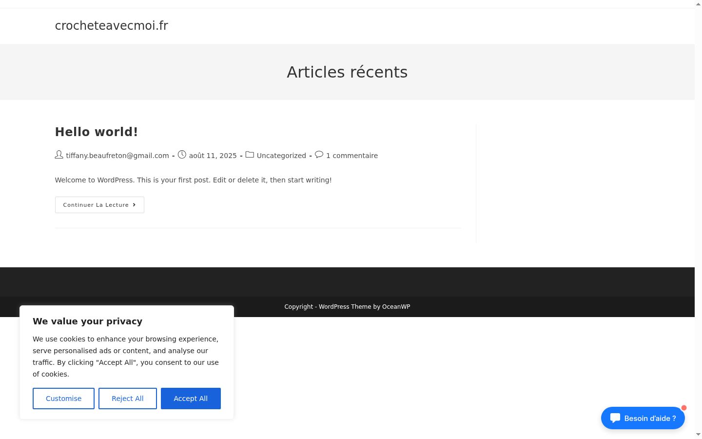 Screenshot del banner di consenso mostrato prima di qualsiasi interazione