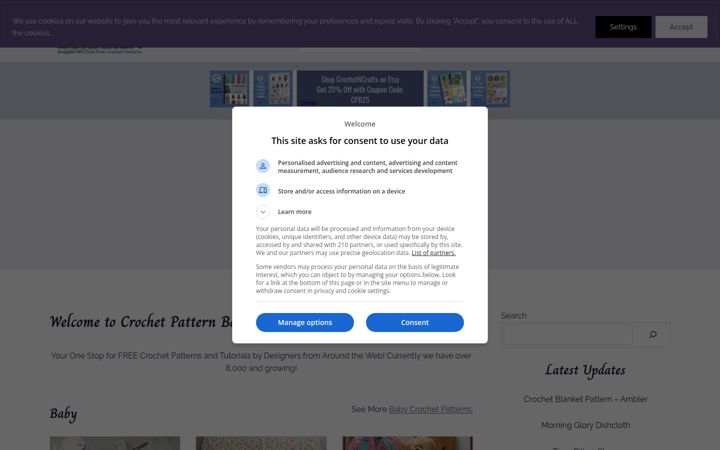 Screenshot of crochetpatternbonanza.com