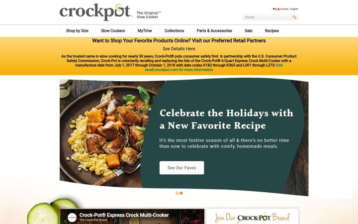 Screenshot of crock-pot.ca