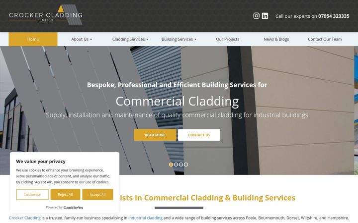 Snímek obrazovky crockercladding.co.uk