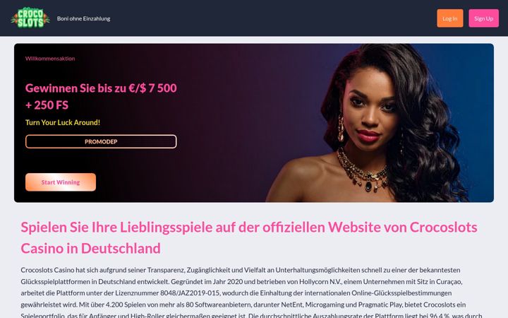 Screenshot of crocoslotscasino.net