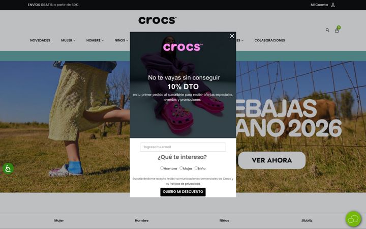 Screenshot di crocs.es
