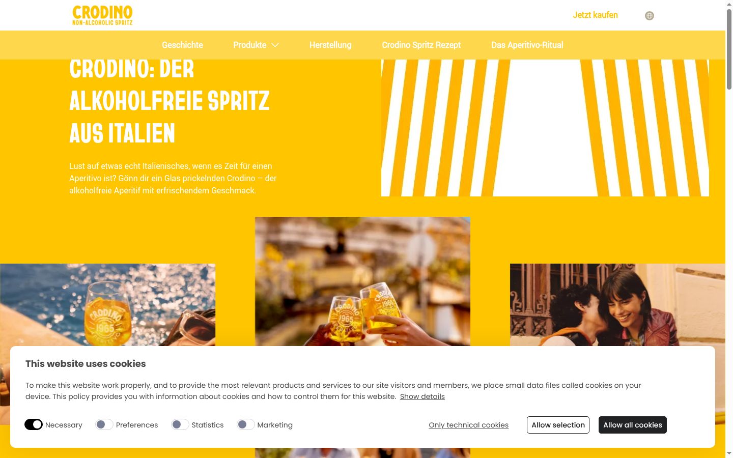 Screenshot del banner di consenso mostrato prima di qualsiasi interazione