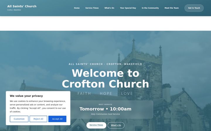 Screenshot of croftonchurch.co.uk