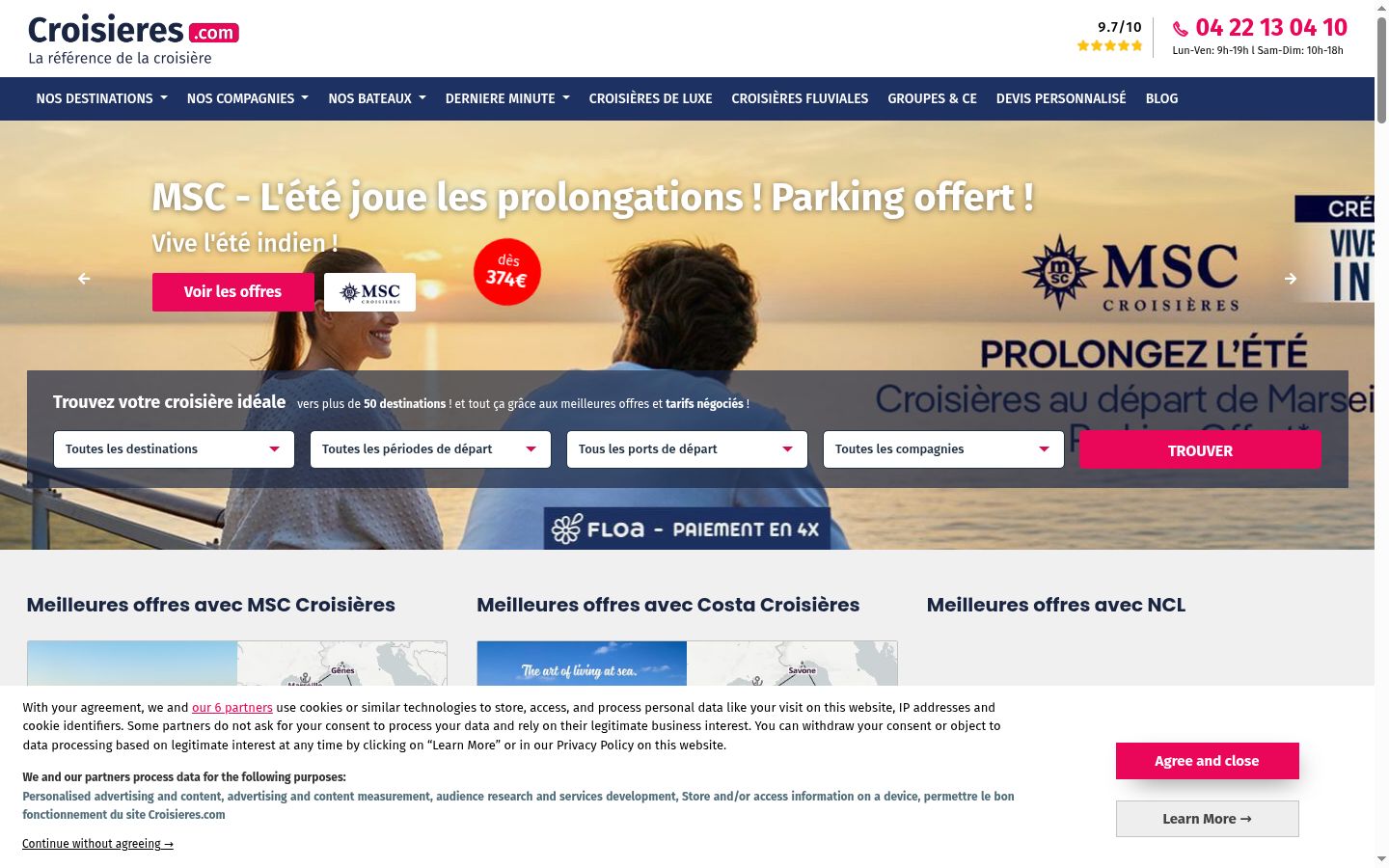 Screenshot del banner di consenso mostrato prima di qualsiasi interazione