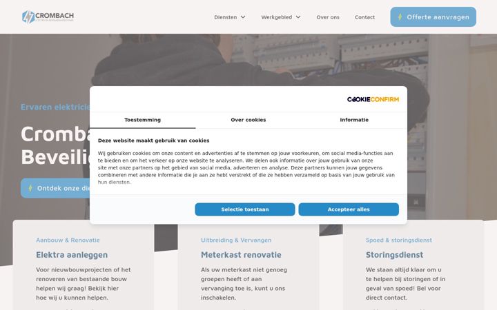 Ekrano kopija crombachelectro.nl