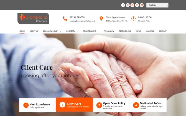 Screenshot of cromptonssolicitors.co.uk