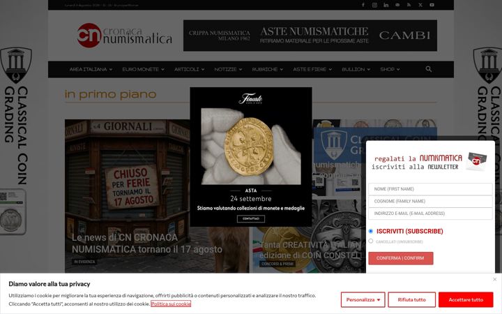 Screenshot of cronacanumismatica.com