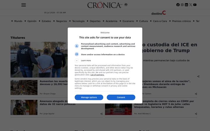 Screenshot of cronica.com.mx
