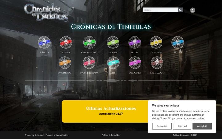 Skærmbillede af cronicasdetinieblas.es