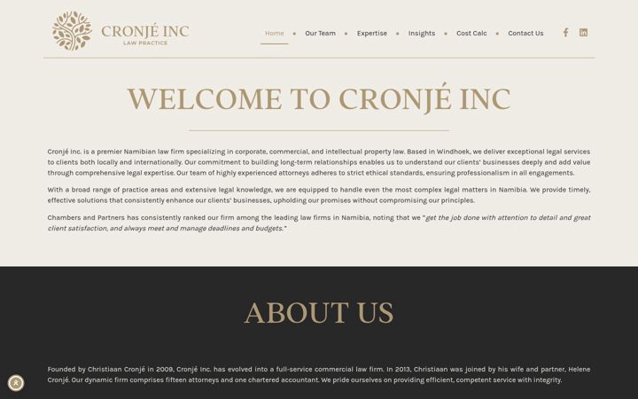 Screenshot of cronjelaw.com