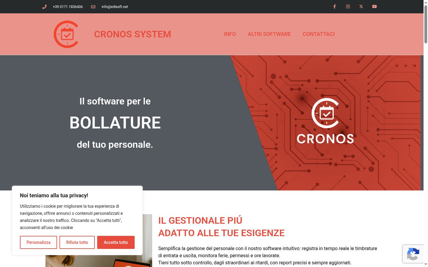 Screenshot del banner di consenso mostrato prima di qualsiasi interazione