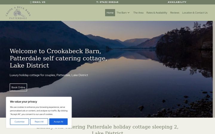 Screenshot ta' crookabeckbarn.co.uk