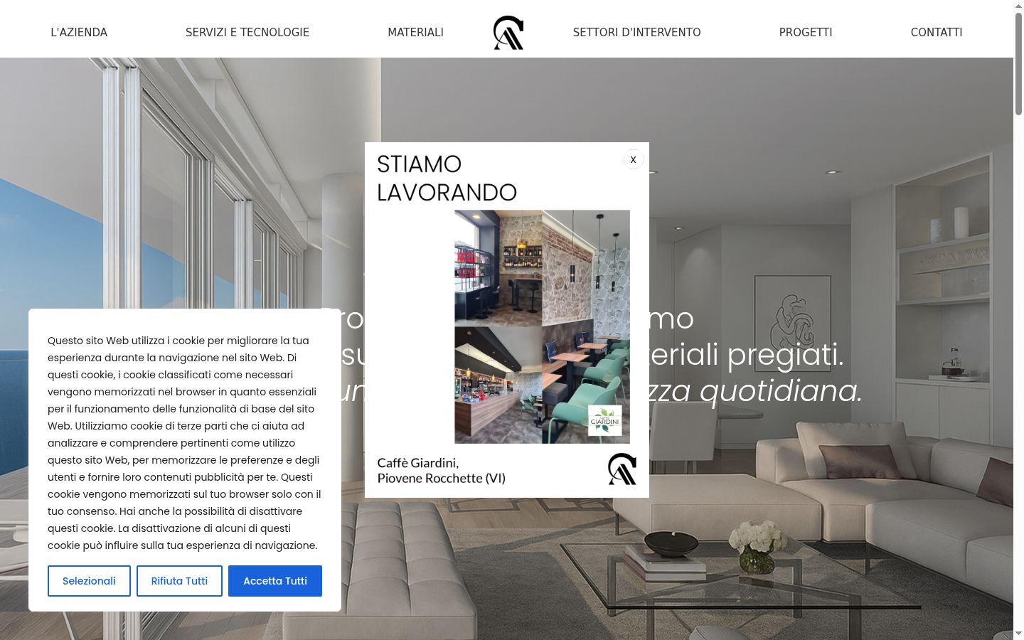 Screenshot del banner di consenso mostrato prima di qualsiasi interazione