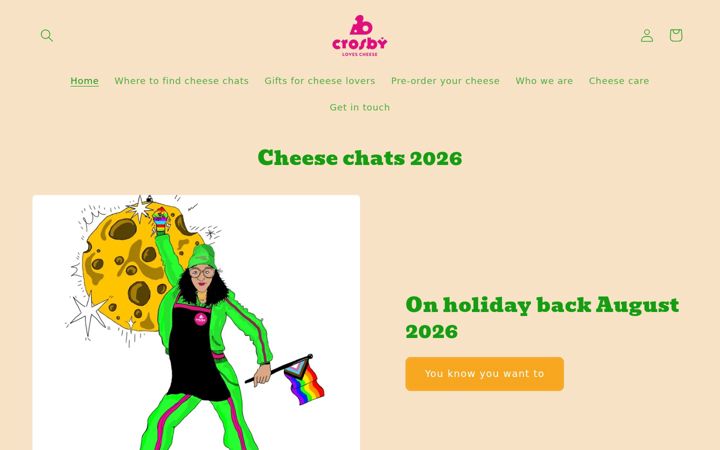Screenshot ta' crosbylovescheese.co.uk