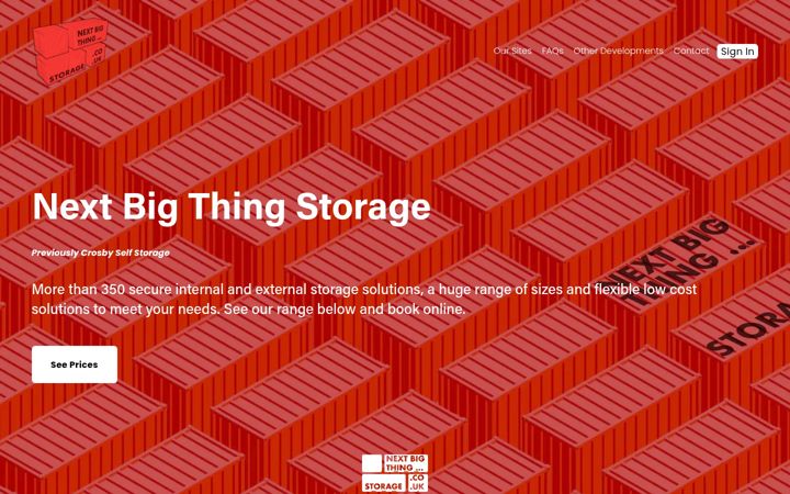 Screenshot of crosbyselfstorage.co.uk