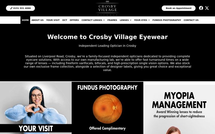 Screenshot of crosbyvillageeyewear.com