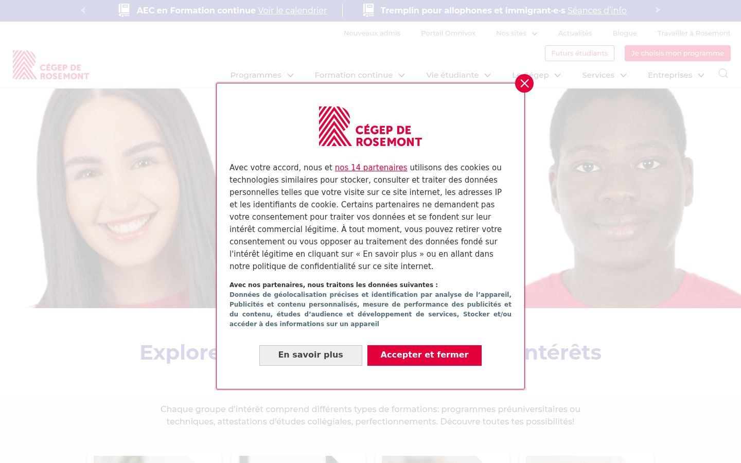 Screenshot tal-banner tal-kunsens muri qabel kwalunkwe interazzjoni