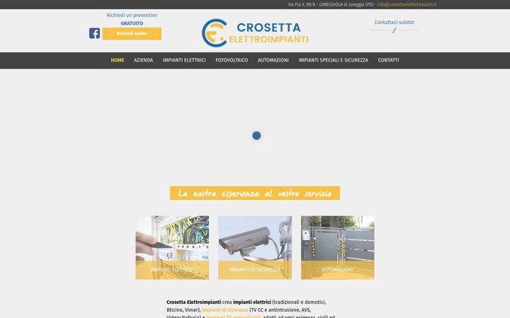 Kuvakaappaus sivustosta crosettaelettroimpianti.it