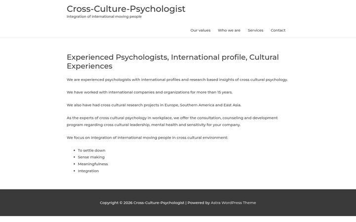 Screenshot of cross-culture-psychologist.dk