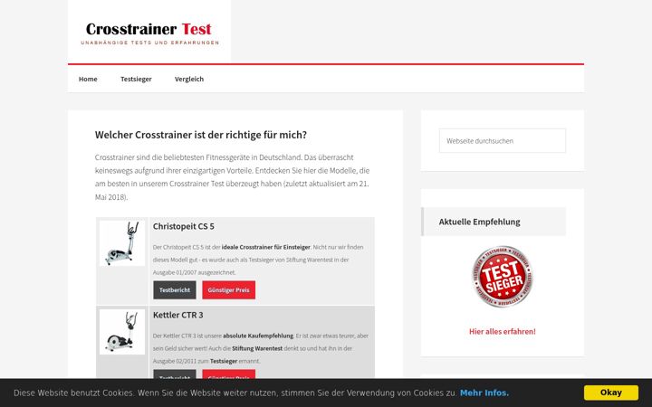 Screenshot of cross-trainer-test.de