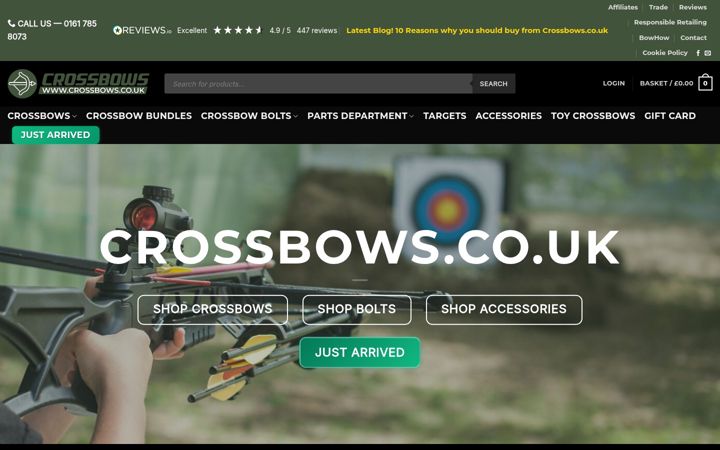 Screenshot of crossbows.co.uk