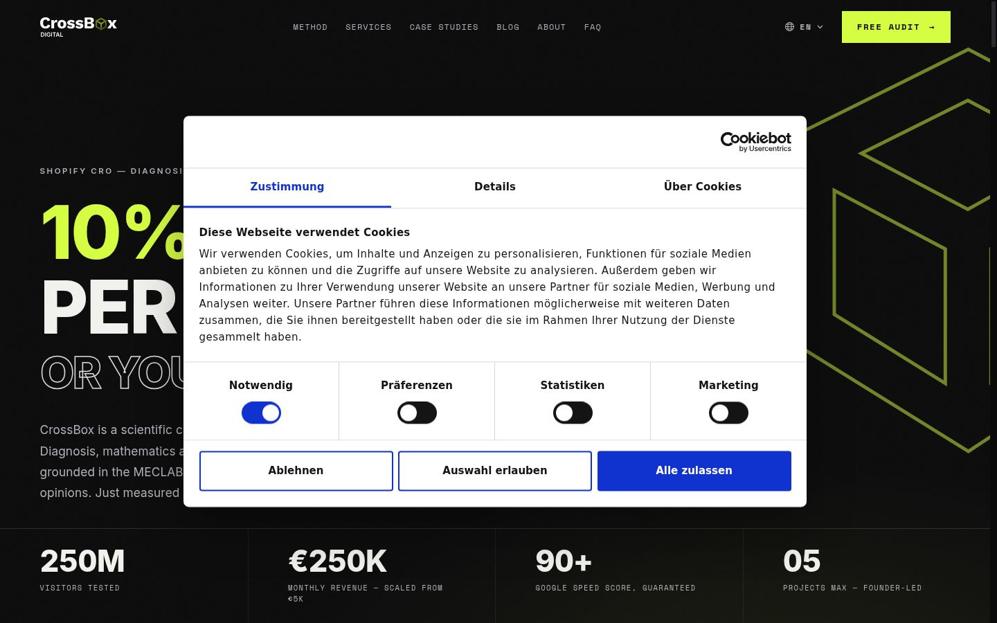 Screenshot of the consent banner shown before any interaction