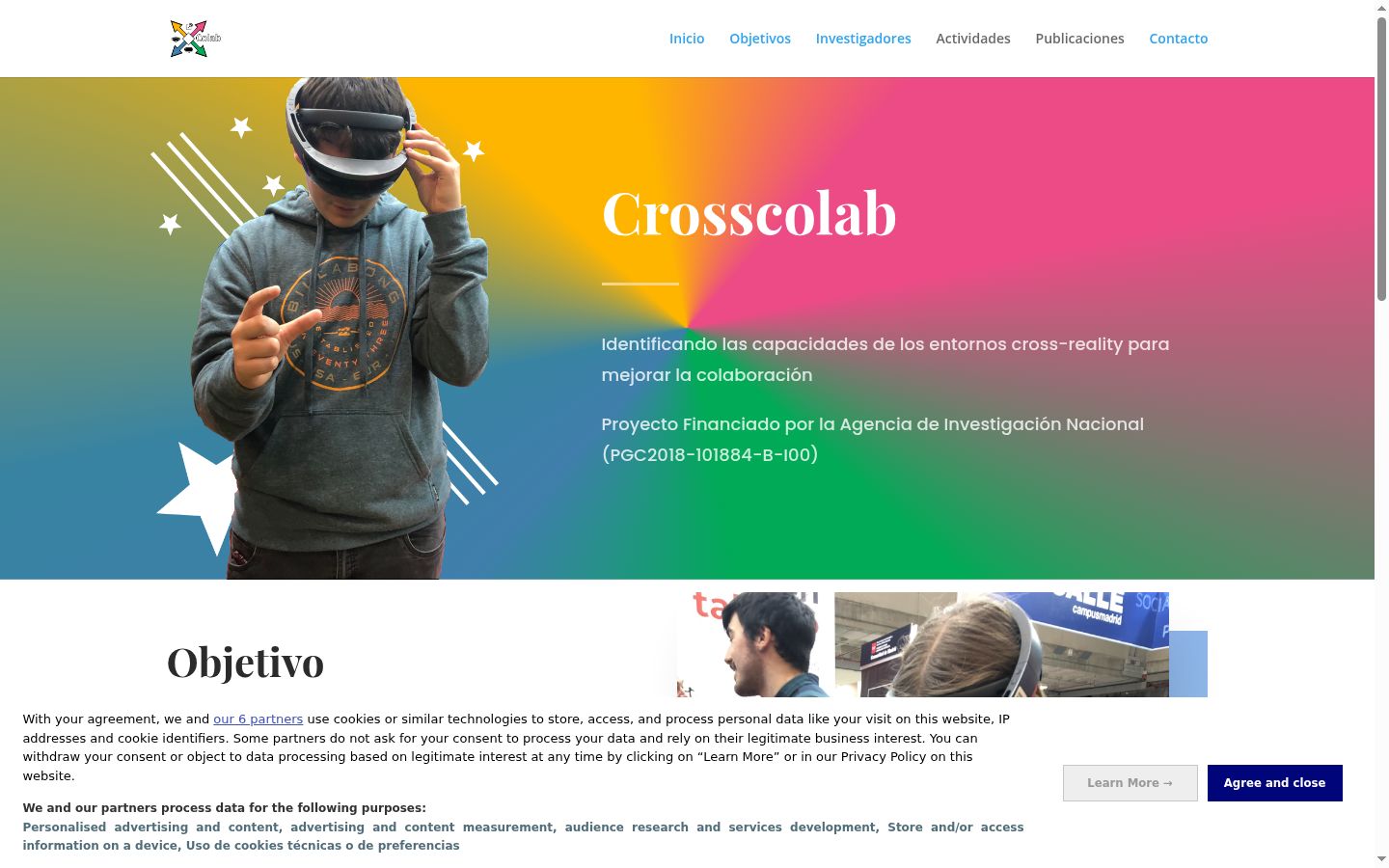 Captura de ecrã do banner de consentimento apresentado antes de qualquer interação