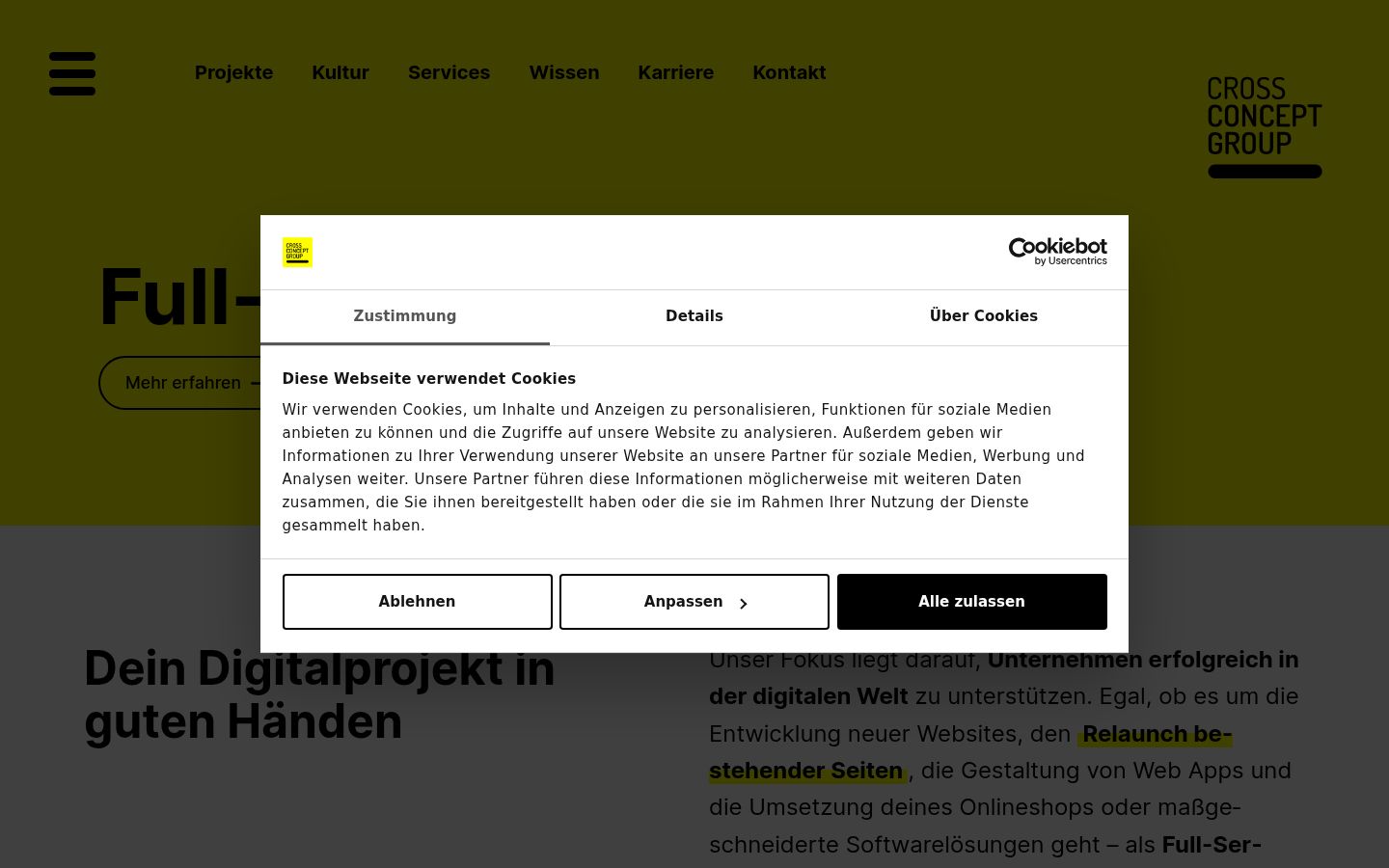 Screenshot del banner di consenso mostrato prima di qualsiasi interazione