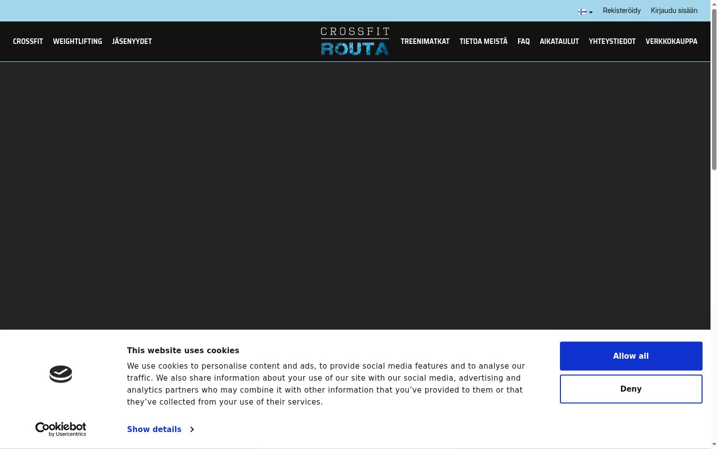 Screenshot del banner di consenso mostrato prima di qualsiasi interazione