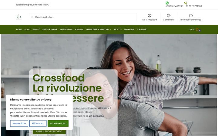 Kuvakaappaus sivustosta crossfood.it