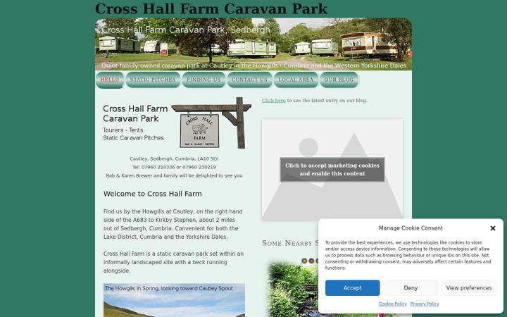 Screenshot of crosshallcaravanparksedberghcumbria.uk