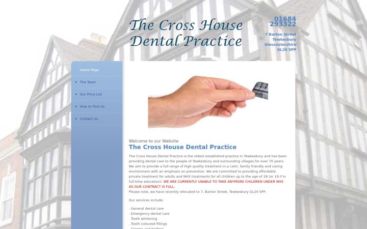 Screenshot of crosshousedentist.co.uk
