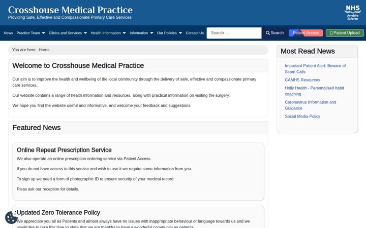 Screenshot of crosshousemedicalpractice.co.uk