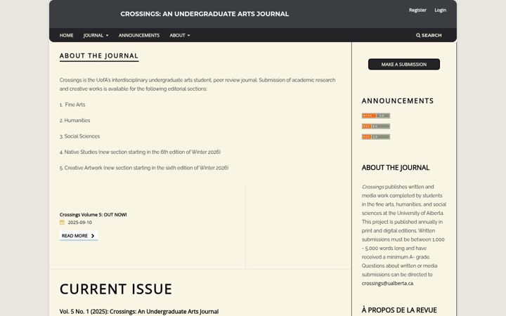 Екранна снимка на crossingsjournal.ca