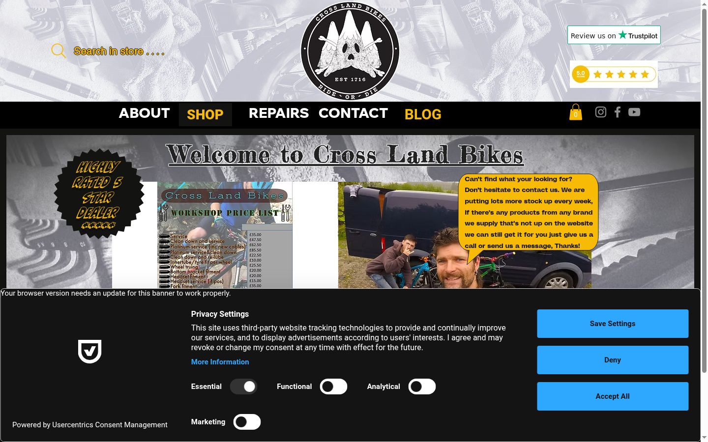 Screenshot des Einwilligungsbanners vor jeglicher Interaktion