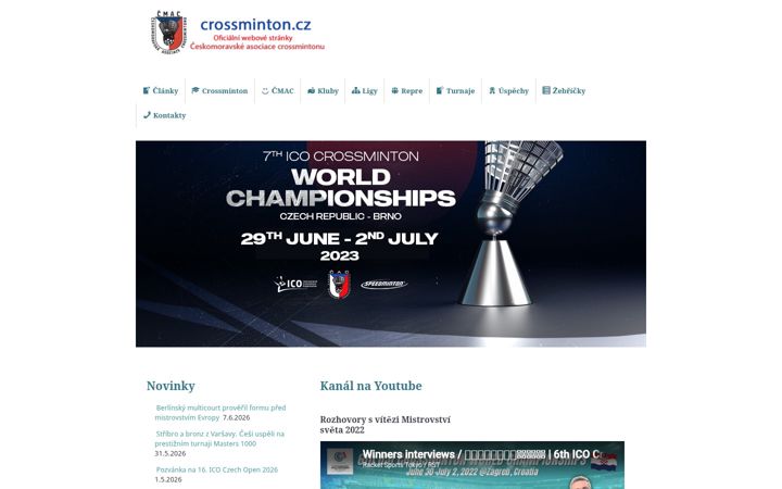 Екранна снимка на crossminton.cz