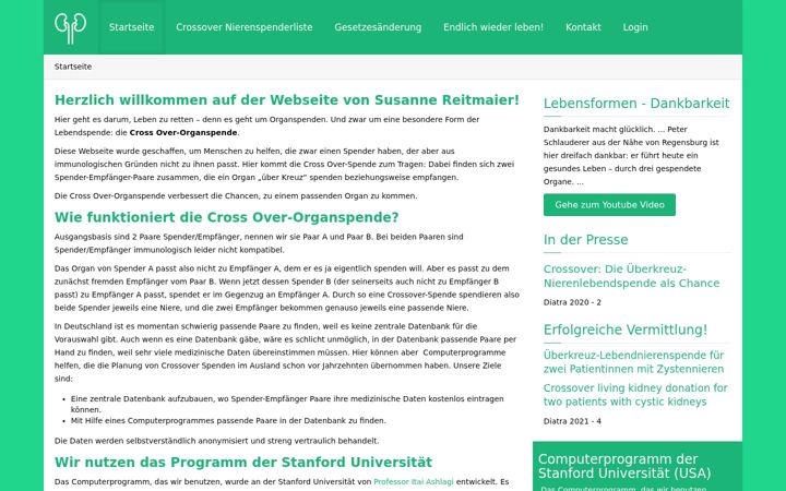 Screenshot of crossover-nierenspenderliste.de