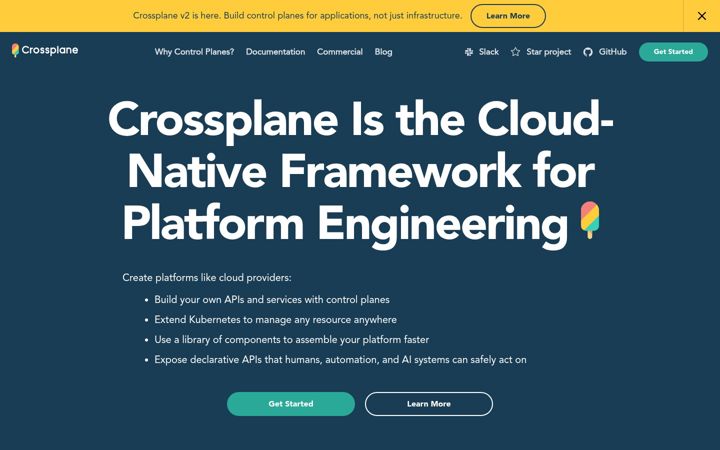 Capture d'écran de crossplane.io