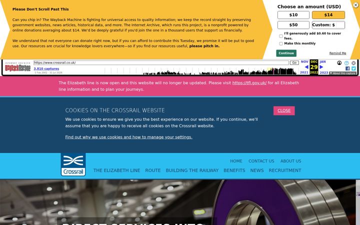 Екранна снимка на crossrail.co.uk